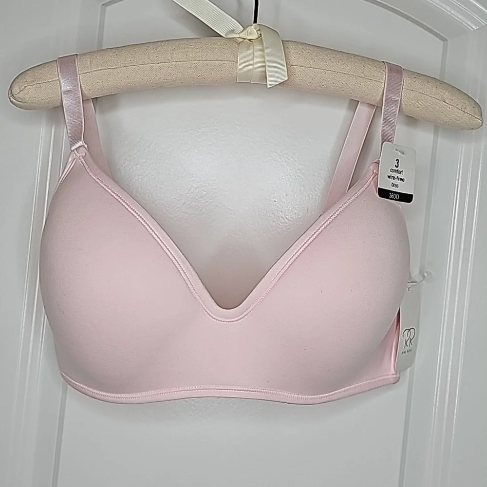 Rene Rofe 3 Comfort Wire-Free (Pink, Black & Mauve) Bras - Size 36DD - Picture 2 of 7